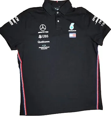 AMG Petronas Motosport Polo Adult XXL 2XL Black Logo Short Sleeve Double Sided • $24.49
