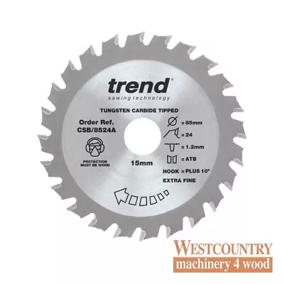 Trend CraftPro Thin Kerf Cordless Saw Blade - 85mm Dia X 1.2 Kerf X 15 Bore 24T • £10.28