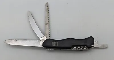 Vtg Victorinox Fireman Slide Lock Black Swiss Army Pocket Knife • $49.99