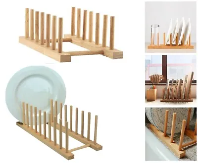£10.98 • Buy Large Wooden Dish Plate Rack Stand Holder Drying Drainer Kitchen Storage Rack