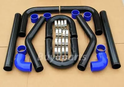 Black 2.5   Aluminum Intercooler Piping Kit +U Pipes+ Blue Couplers + T-Clamps • $126.49