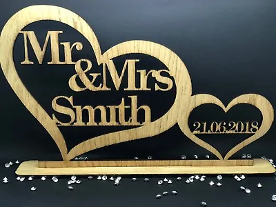 Personalised Mr & Mrs Wooden Top Table Sign & Date Mr And Mrs Wedding Gift  • £9.75