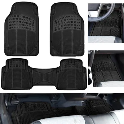 $23.99 • Buy Car Floor Mats For Auto All Weather Rubber Liners Heavy Duty Fit Black 3pc Pack