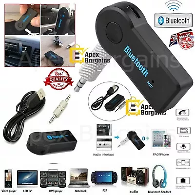 Wireless Bluetooth 3.5mm Phone To AUX Car Stereo Music Receiver Adapter With MIC • £3.24