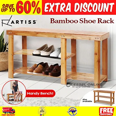 $55.06 • Buy 3 Tier Bamboo Shoe Rack Bench Storage Shelf Organizer Entryway Home Furniture
