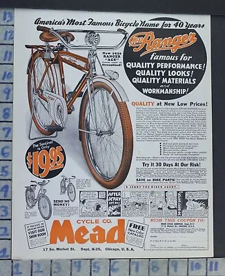 1936 Mead Ranger Bike Cycling Bicycle Ace Sentinel Ride Sport Vintage Ad  Cc34 • $26.95