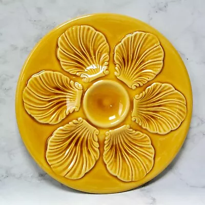 French Majolica OYSTER SERVING PLATE Yellow Gold Vintage Plate Proceram • $39.99