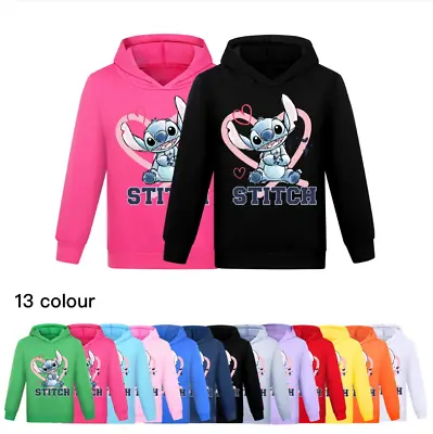 Lilo And Stitch Hoodie Unisex Boys Girls Casual Print Pullover Sweatshirt Tees • £14.39