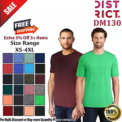 District DM130 Mens Short Sleeve Perfect Tri Crew Neck Stylish T-Shirt • $12.70