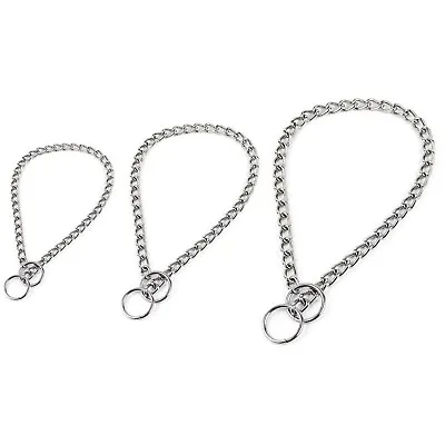 £2.95 • Buy Strong Metal Silver Steel Dog Choker Choke Chain Training Collar Anti-Pull Ring