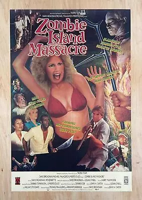 ZOMBIE ISLAND MASSACRE (1984) Video Store VHS Promo Poster Troma Horror Camp • $26