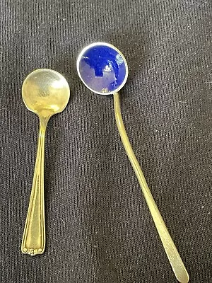 Set Of 2 Salt Spoons 1 Marked Sterling  • $19