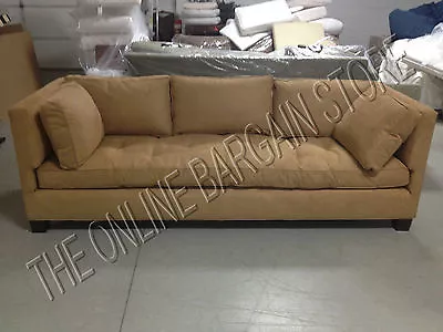 Williams Sonoma Home Pottery Barn WILSHIRE Sofa Couch Camel Faux Suede $3000 • $1919.99