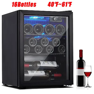 16 Bottle Freestanding Wine Cooler Fridge Refrigerator 40°F~64°F Wine Cellar • $170.99