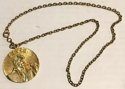 Excellent Condition Vintage Elvis Presley Gold King Of Rock Pendant Necklace • $69.99