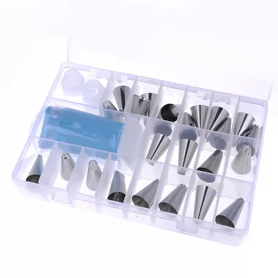 24 Pieces Icing Piping Nozzle Tool Set Box – Cake Cupcake Sugarcraft Decorating • £10.98