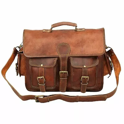 Men's Genuine Vintage Messenger Leather Shoulder Laptop Satchel Bag • $75