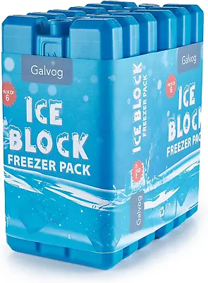 Galvog® Ice Packs/Freezer Blocks 200Mlx6 For Cool Boxes/Lunch Bags - Reusable Sl • £12.51