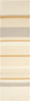 CALVIN KLEINSOLID  HANDLOOMED FLATWEAVE RUNNER RUG CREAM BEIGE 2.44 X 0.69cms • £89.50