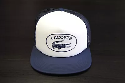 New Mens Lacoste Rk0236-51-525 Trucker Hat Cap Snapback Blue White • $52.50