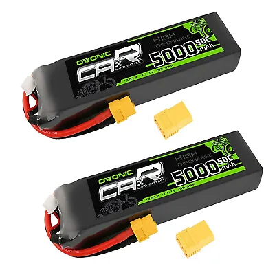 2X OVONIC 11.1V 5000mAh 50C 3S Lipo Battery XT60 Trx Plug For RC Car Truck Jet • $101.14