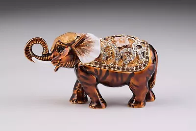 Keren Kopal Elephant Hand Made Trinket Box Decorated With Austrian Crystals • $82