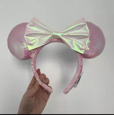 Ears Disney Parks Anniversary Collection Minnie Mouse Pink Bow Sequins Headband • $16.79