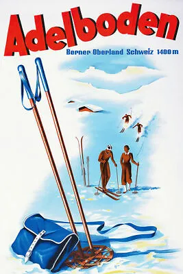 366212 Adelboden Vintage Travel Ski Art Decor Wall Print Poster • $29.95