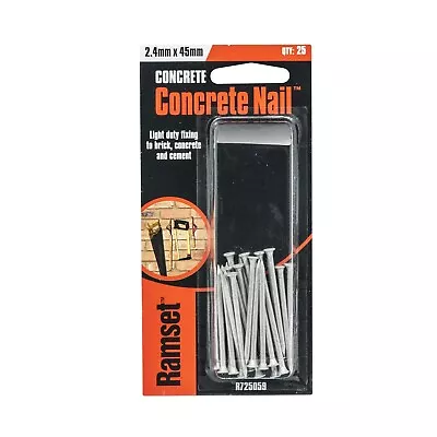 Ramset 2.4 X 45mm Concrete Nails - 25 Pack Plain Shank For Hand Hammer • $26.96