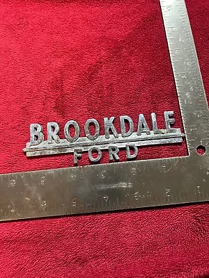 Vintage Chrome Car Auto Dealer Metal Emblem From Brookdale Ford In Plymouth MN. • $19.95