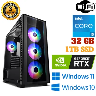 $1049 • Buy RTX 3060 Intel I5 6 Cores 32GB RAM 1TB SSD Windows 11/10 PRO WIFI Gaming PC