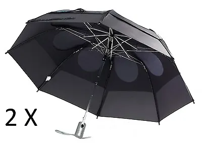 2X Gustbuster Metro Umbrella Black Automatic Open SAVE ON TWO! • $69.95