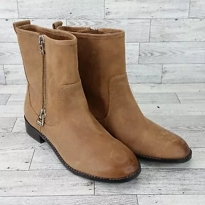Antonio Melani Booties Cognac Brown Leather Ankle Boots Sz 8 M Steampunk Western • $24.99