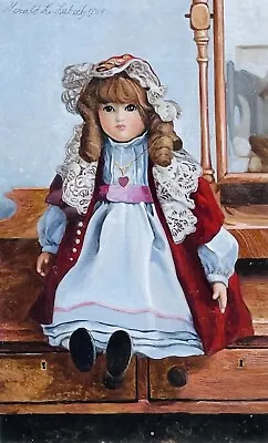 Vermont Realism Artist Gerald Lubeck Painting Of Antique Porcelain Doll. Signed • $221.25