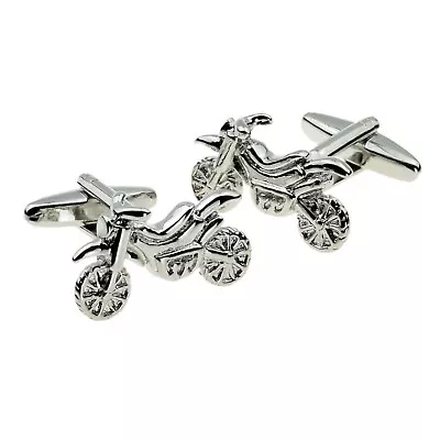 £9.99 • Buy Pair Of Rhodium Plated Dirt Bike Cufflinks Presented In A Box X2AJ160