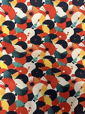 2.5 Metres Japanese Vintage Fans Printed 100% Cotton Fabric. • £12.50