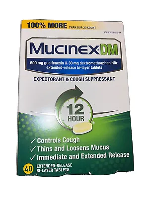 Mucinex DM 12-Hour Expectorant And Cough Suppressant Tablet 40 Count EXP 06/25+ • $14.90