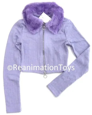 H&M Lavender Cardigan Jacket With Faux Fur Collar Extra Small XS New W/Tag NWT • $24.99