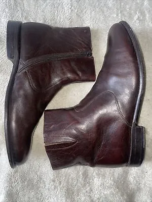 Men’s Vintage Florsheim Brown Leather Ankle Boot Side Zipper Size 9EEE • $44.99