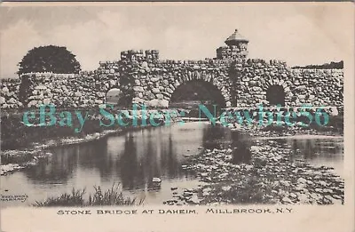 Millbrook NY - FIELD STONE BRIDGE AT DAHEIM MANSION ENTRANCE - Postcard • $10