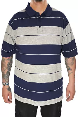 Mens Short Sleeve Striped Pique Polo Shirt Top Summer Casual Midweight S - 3XL • $21.99