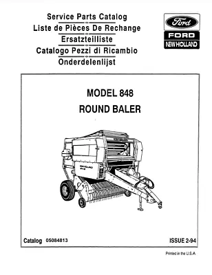 New Holland 848 Round Baler Parts Catalog PDF/USB - 05084813 • $85.46