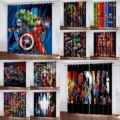 Marvel Avengers Ready Made Pair Thick Thermal Blackout Curtains Ring Top Eyelet • £23.39
