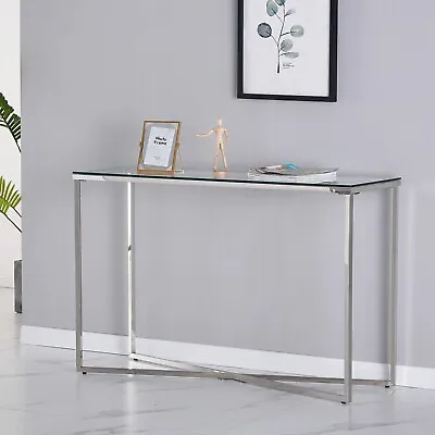 Glass Table Coffee Console Side End Living Room Furniture Mirror Chrome Finish 7 • £66.99