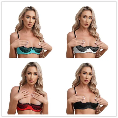 Womens Bra Half Cup Bustier Tops Corset Sexy Lingerie Brassiere Contrast Color • $21.57