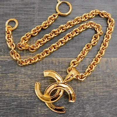 CHANEL Gold Plated CC Logos Vintage Necklace Pendant #489c Rise-on • £656.25
