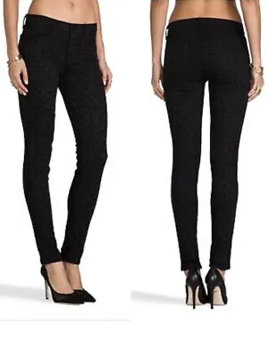 J Brand Mid Rise Black Leopard Super Skinny Jeans Sz 24x29 • $20