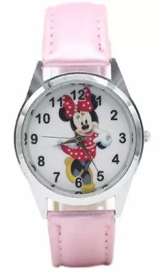 Minnie Mouse Pink Genuine Leather Band Wrist Watch • $13.99