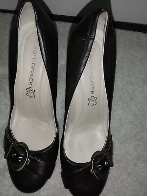 £12 • Buy Next Size 5 1/2 Sole Reviver Black Leather Worn Once Court Shoes