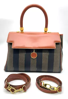 Auth FENDI PVC Pequin Kelly Type 2way Handbag SK7601 • £69.07